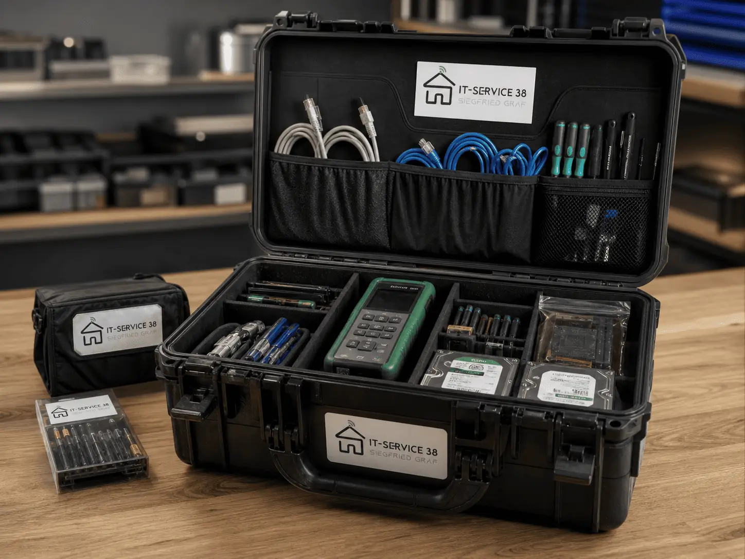Servicekoffer mit Werkzeug für die PC-Reparatur